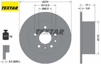 2X Bremsscheibe Textar 92066300 2 Bremsscheiben Hinterachse Hinten FüR Opel