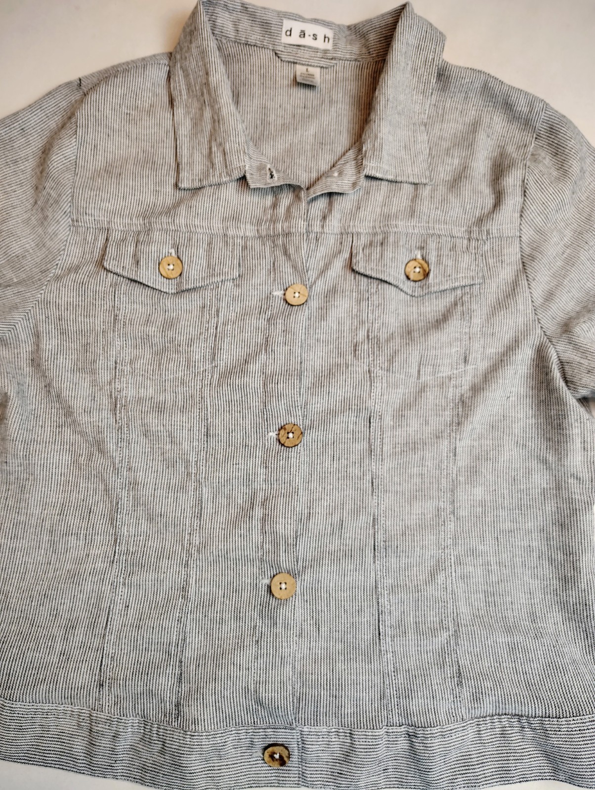 DASH Button Tracker Jacket long sleeve Striped Li… - image 6