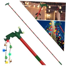 Christmas Light Hanger Pole with Utility Hook，3-14.5 Ft Long Christmas Light 