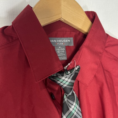 NWT Van Heusen Boys Long Sleeve Shirt Tie Set Size XL 18/20 Husky Red Button Up - Picture 5 of 8