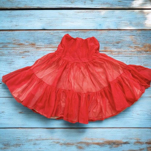 Vintage Square Dance Petticoat Red Double Layer Nylon Rockabilly Beverly Vogue L