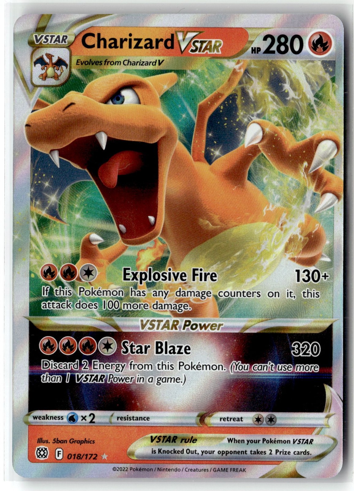 Charizard VSTAR ⭐️ 018/172 Holo Rare VSTAR Brilliant Stars 2022 Pokemon NM