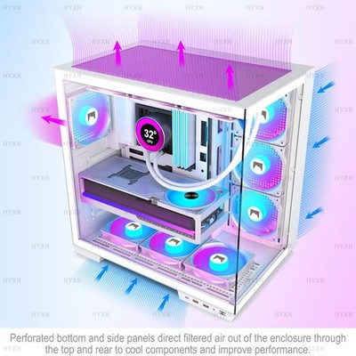 H1  ATX PC Case - Pre-Installed with 7 PWM ARGB Fans - Dual Cavity Mid-Tower PC