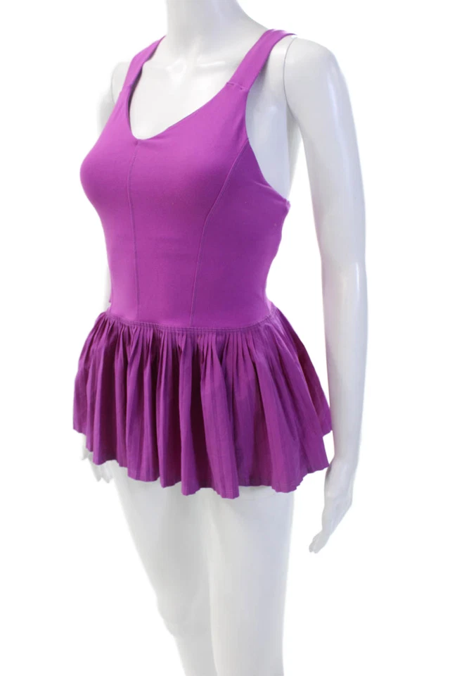 Lululemon женщин текстурированный v-образным вырезом мини-платье без рукавов фиолетовый размер XS - Изображение 2 из 4