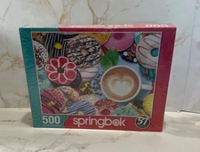 Springbok Jigsaw Puzzle Donuts N' Coffee with Heart 500 Pieces