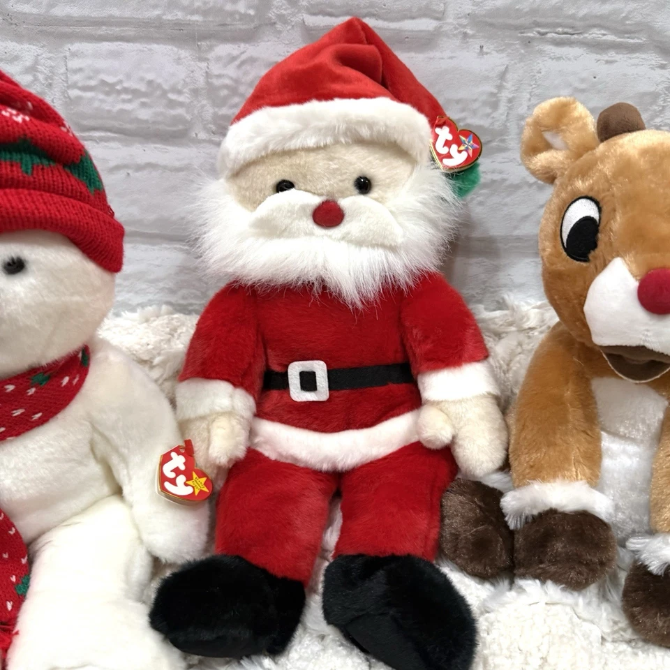 Набор из 3 рождественских плюшевых подарков TY Beanie Buddy Santa & Frosty 14 дюймов и Rudolph 10 дюймов - Изображение 4 из 4