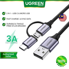 UGREEN 2 In 1 Micro USB Type C Connector To USB Cable Fast Charge Free Shipping