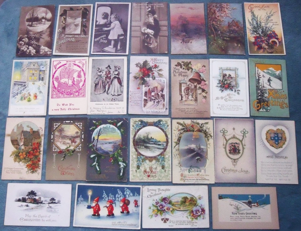 Collection x 321 CHRISTMAS Greetings Postcards 1900s to c1950s Bulk Lot - Image 4 of 4