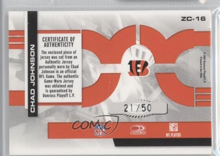 2007 Donruss Elite Zoning Commission Jerseys Prime /50 Chad Johnson #ZC-16 - Image 2 of 2