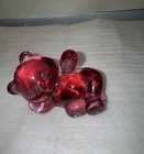 Fenton Red Glass Bear Figurine – Laying Down 4’