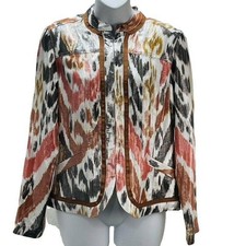 Chico's Ikat Shimmery Linen Jacket Women's Size S