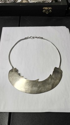 Sterling Silver Balaam Monica Zamora Modernist Bib Necklace 16.5'' Toggle Clasp