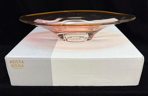 Kosta Boda Art Glass Vision Dish 17 7/8" Long Signed Goran Warff in Original Box