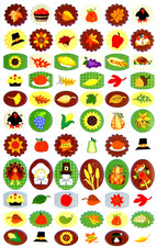 9"x5 3/4" SHEET CUTE MINI FALL THANKSGIVING PUMPKIN TURKEY LEAF STICKERS 67A