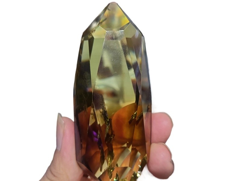 280G Natural Citrine Obelisk Point Quartz Healing Crystal Wand Reiki Polyhedron