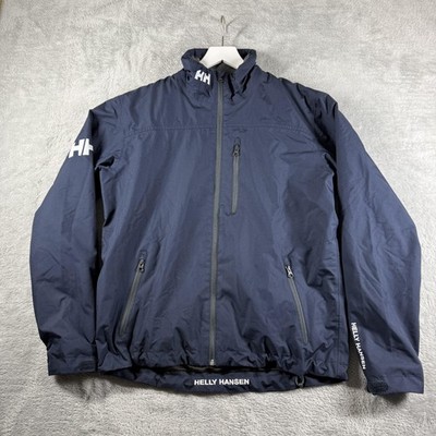 Helly Hansen Jacket Mens Medium Blue Windbreaker Sailing HH Fleece Lined Coat
