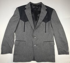 Vintage Circle S Western Blazer 42R Gray Yoke Cowboy Sport Coat USA Ranch Rodeo