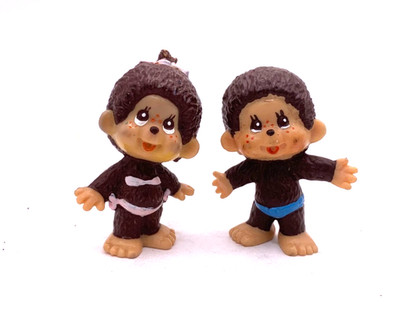 2 Figuren Monchichi am Strand Bikini Badehose Bully 1981 (2)