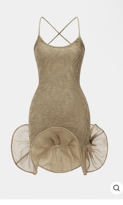 Micas Sleeveless Ruched Mini Dress Size Medium in a tanish/gold color | eBay