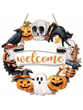 Halloween Wood Garland Ghost Pumpkin Skull Door Decoration