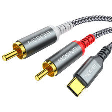 USB C to 2 RCA Audio Cable, 6.6 Ft Type-C to RCA Male to Male Y RCA Splitter,...