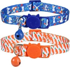 Easter Cat Collar breakaway, Set of 2 Spring Kitten Collars with Bell