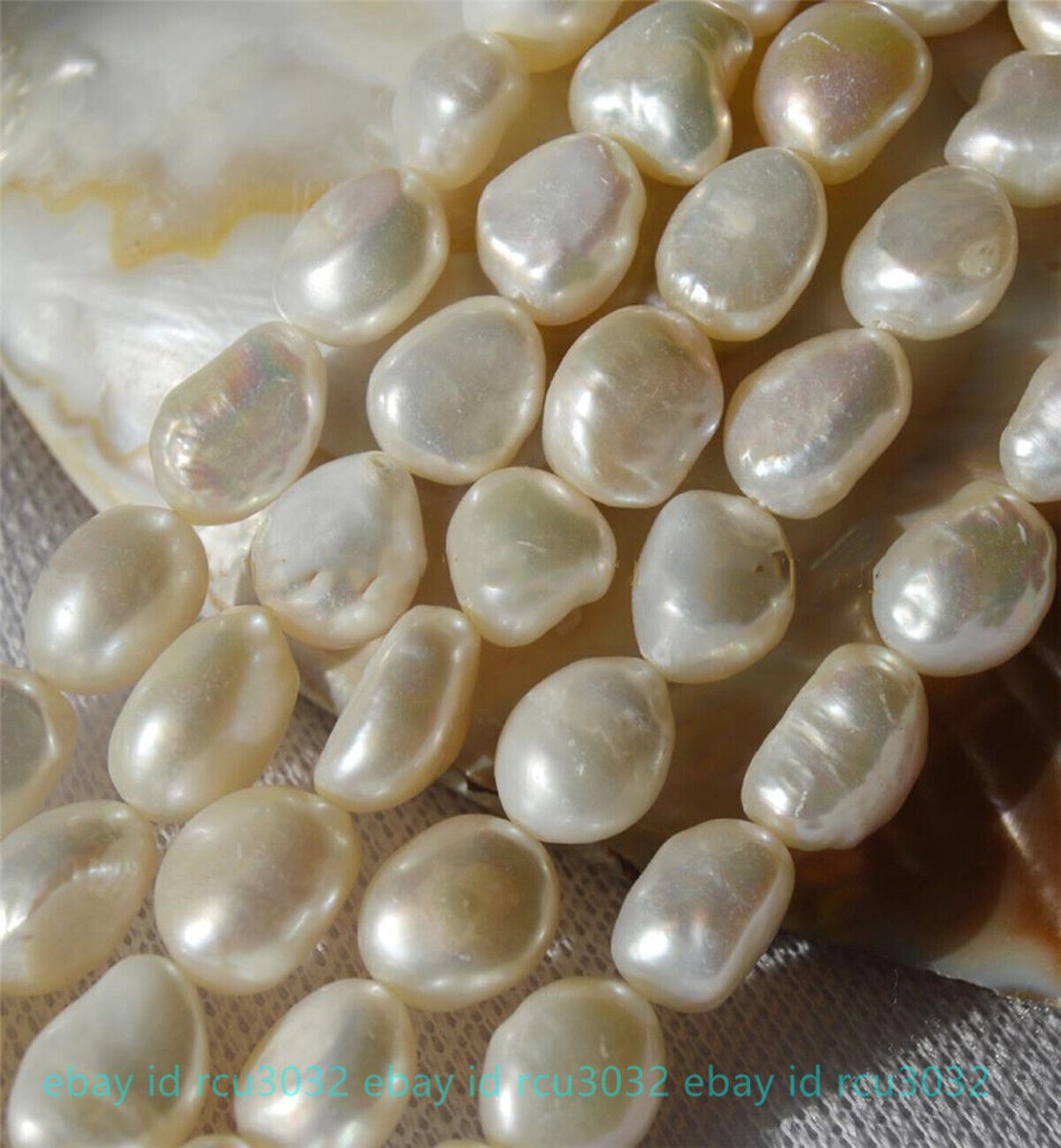 9-10mm Natural Baroque Pearls - Biwa Shape Freshwater Beads