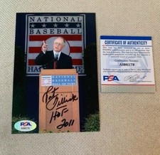 2011 BASEBALL HALL OF FAME INDUCTION- PAT GILLICK AUTOGRAPH 4x6 PHOTO #1 PSA/DNA
