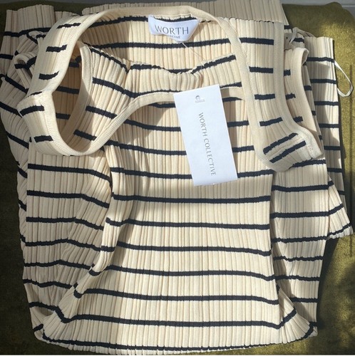 NWT Scarlett Tank Maxi Dress in Cream/Black Stripe Worth Collective Small - Picture 9 of 9