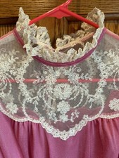 Victorian Dress High Neck Lace Button CosplayTheater Sz 11/12 Pink Maxi Prairie