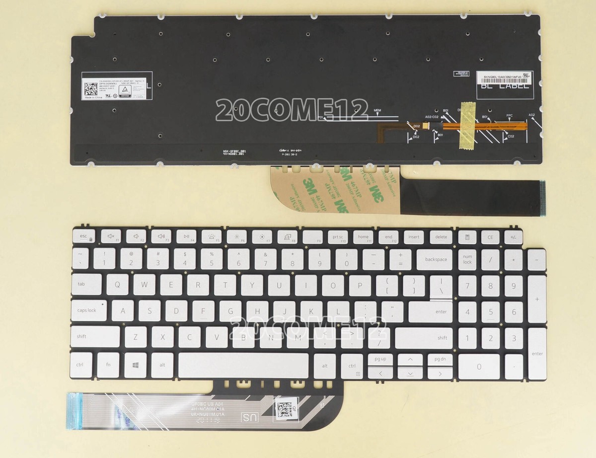 New for DELL Latitude 3510 Keyboard US Backlit no frame Silver