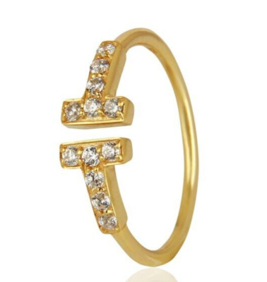 T Shape Rings Yellow Gold Multi Zircon Gemstone Sizable Ring For Women ...