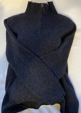 Women J Jill L Sweater Gray 60/Cotton LS, Pullover, 1/4 Zip, 2Way Collar VGC S