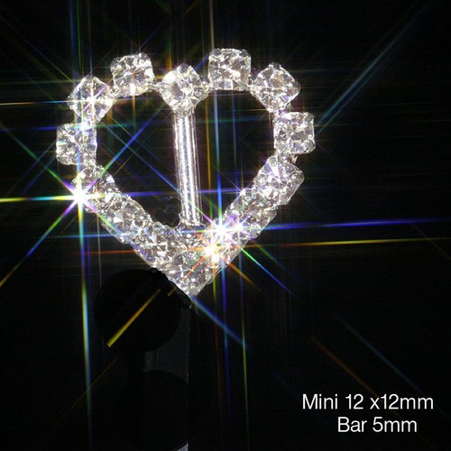 MINI CORAZÓN ESTRÁS DIAMANTE CINTA PLATA HEBILLA DESLIZANTE BARRA VERTICAL aplicación 13mm - Imagen 5 de 5