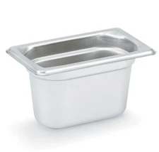 Vollrath 1/9 Size Steam Table Food Pan, 20949, Silver Stainless Steal, 4" D|