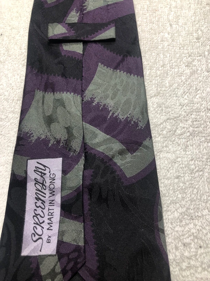 CORBATA MARTIN WONG HOMBRE MORADO GRIS NEGRO 3,75 X 57 Foto 4 de 4