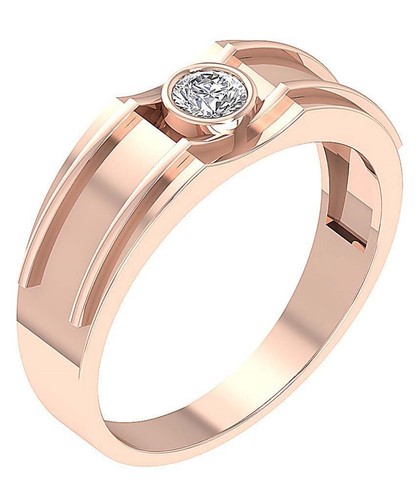 VS1 F 0.25Ct Solitaire Men's Wedding Ring Lab Grown Round Diamond 14K White Gold - Picture 3 of 10