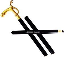 Striking king cobra Cane Venomous Walking Stick brass Snake Walking Cane