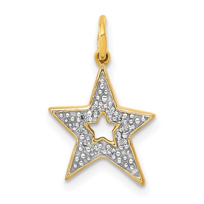Lex & Lu 14k Gelbgold Diamant Stern Charm