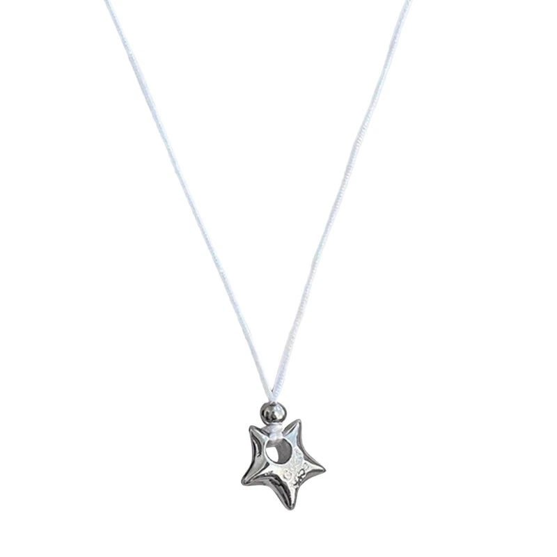 Star Pendant Necklace Silver Jewelry Dainty Five pointed Star