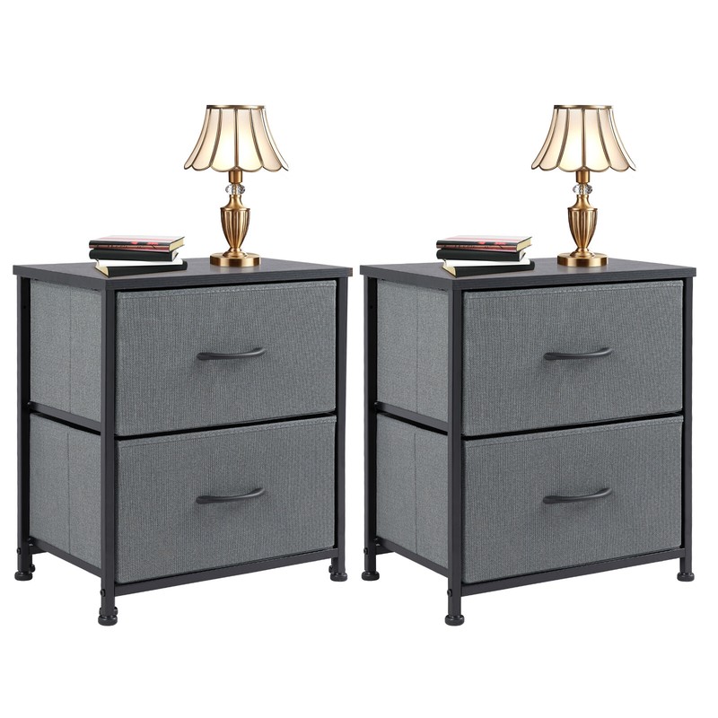 2Pcs Nightstand End Table Side Table with 2 Fabric Drawers Bedside Table Bedroom