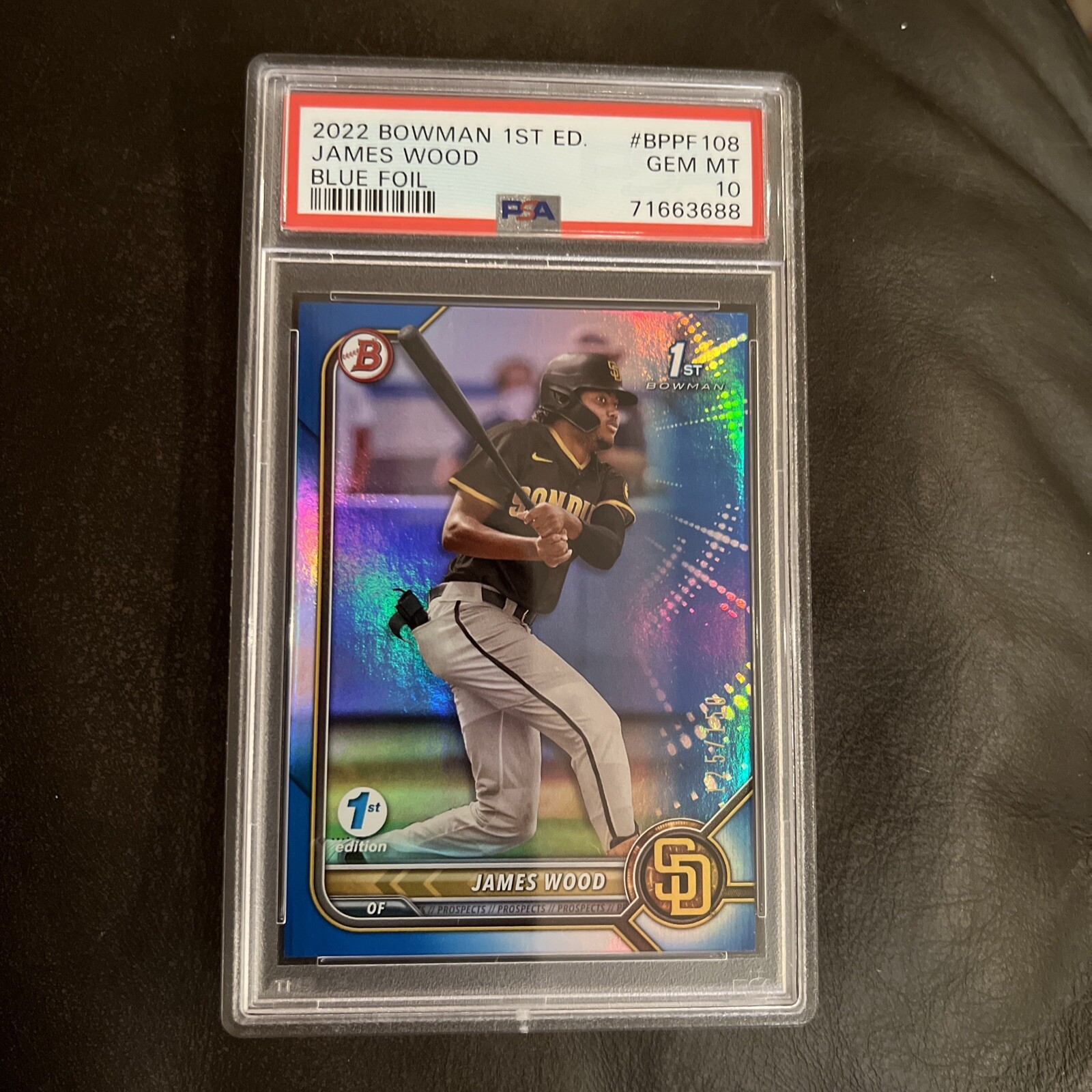 James Wood 2022 Bowman 1st Edition Blue Foil Rookie RC #/150 PSA 10 GEM MINT
