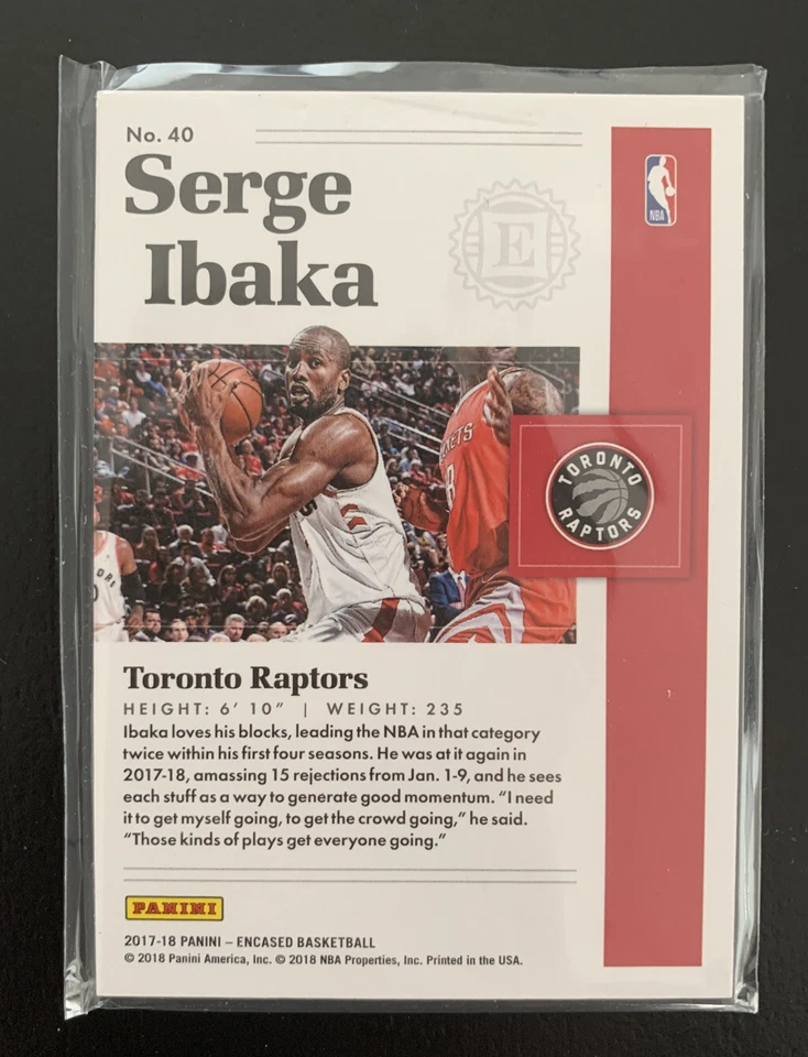 2017-18 Panini Encased Gold /10 Serge Ibaka #40 - MINT - Image 2 of 2