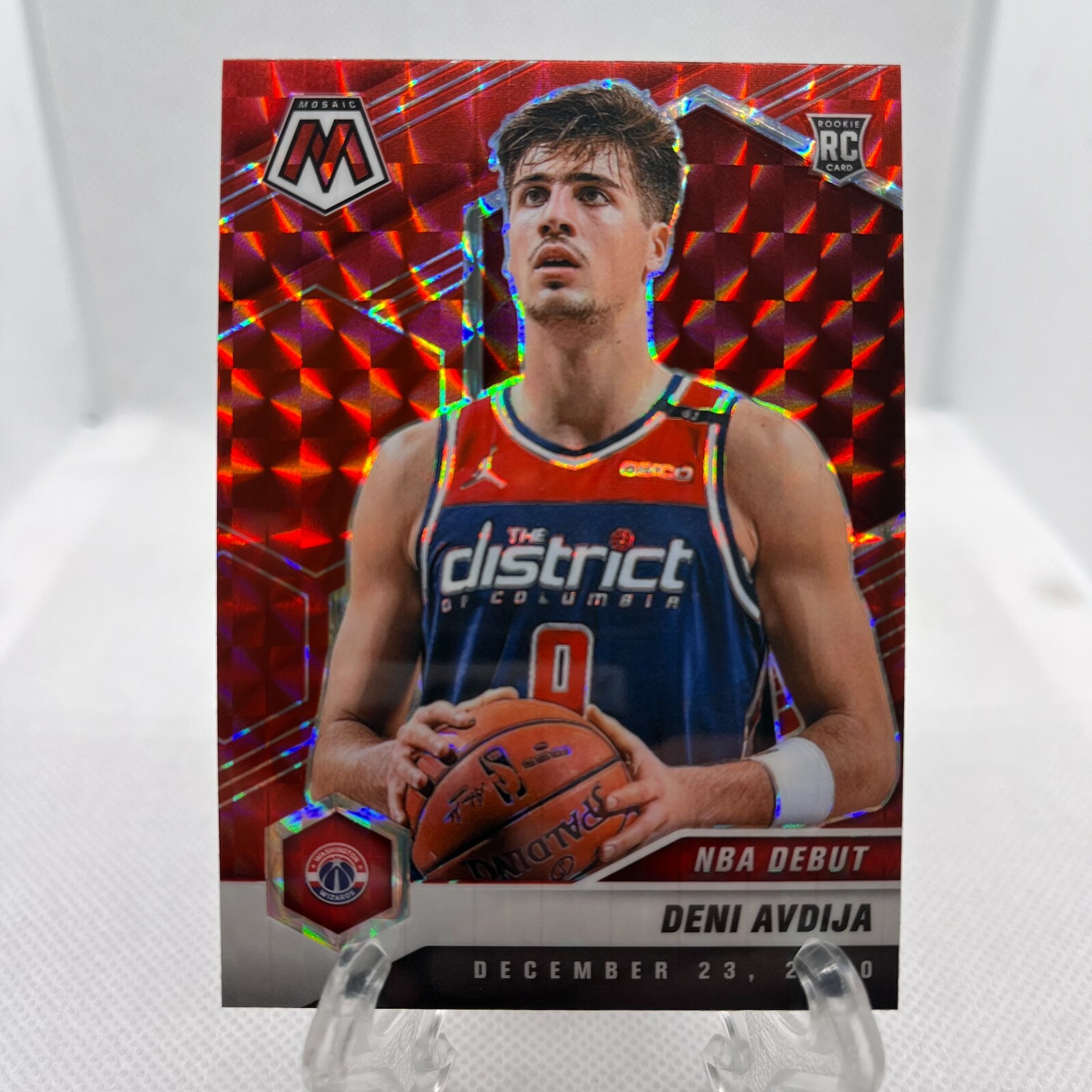 2020-21 Panini Mosaic Deni Avdija RC Rookie Red Prizm #217 Wizards 