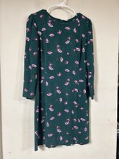 Old Navy  Dress Womens Size Large Long Sleeve Knit Green Floral Zip Back
