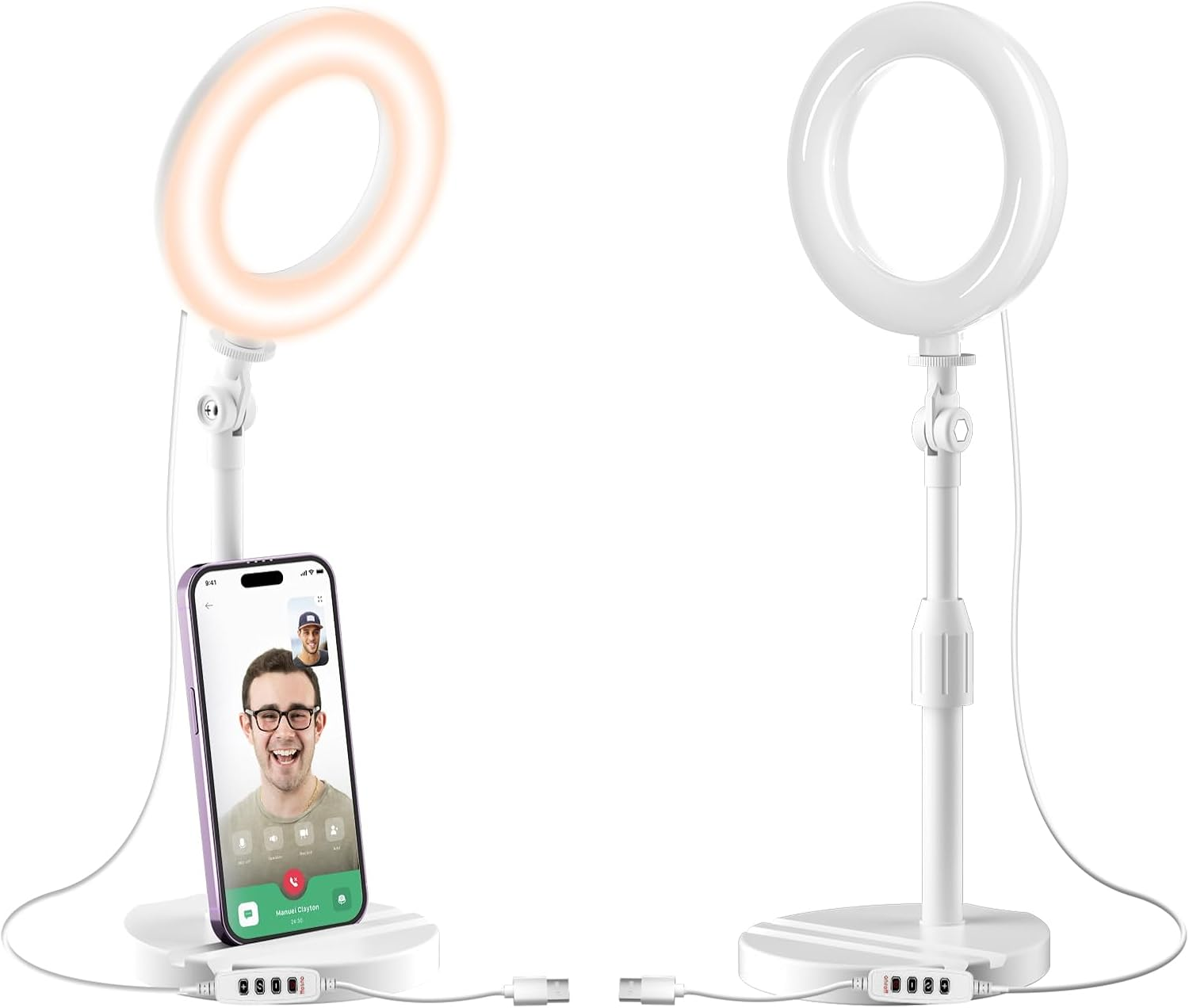 Portable Telescopic Desk Ring Light for Phone Selfies & Videos  -image