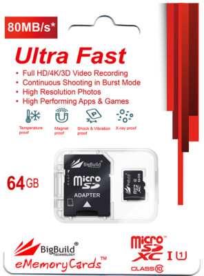 64GB microSD Memory card for VanTop Moment 4, XPLORA Action Camera, Class  10 UK