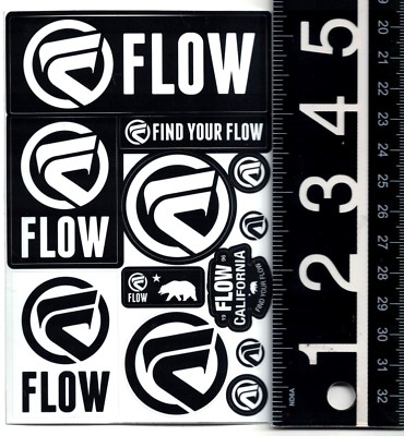 Flow Snowboarding Sticker Sheet 6 in x 3.5 in Flow Bindings 12 Decal Sheet