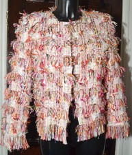 Georges Rech Paris Frayed Colourful Textured Wool Blend Jacket Euro 40 - New