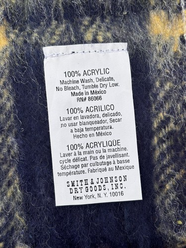 Smith + Johnson Plaid Dry Goods Luxery Bed Throw Washable Acrylic 50 x 60 Yellow - Picture 3 of 6